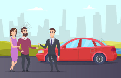 租车。夫妇从租车代理处租车。矢量卡通人物人物和城市景观。插图代理汽车租赁,汽车租赁。租车。夫妇从租车代理处租车。矢量卡通人物人物与城市景观模板免费下载_eps格式_700像素_编号43382047